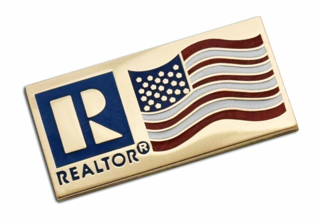 Lapel Pin – US Flag and Branded with the REALTOR® Logo – GOLD (Magnetic)