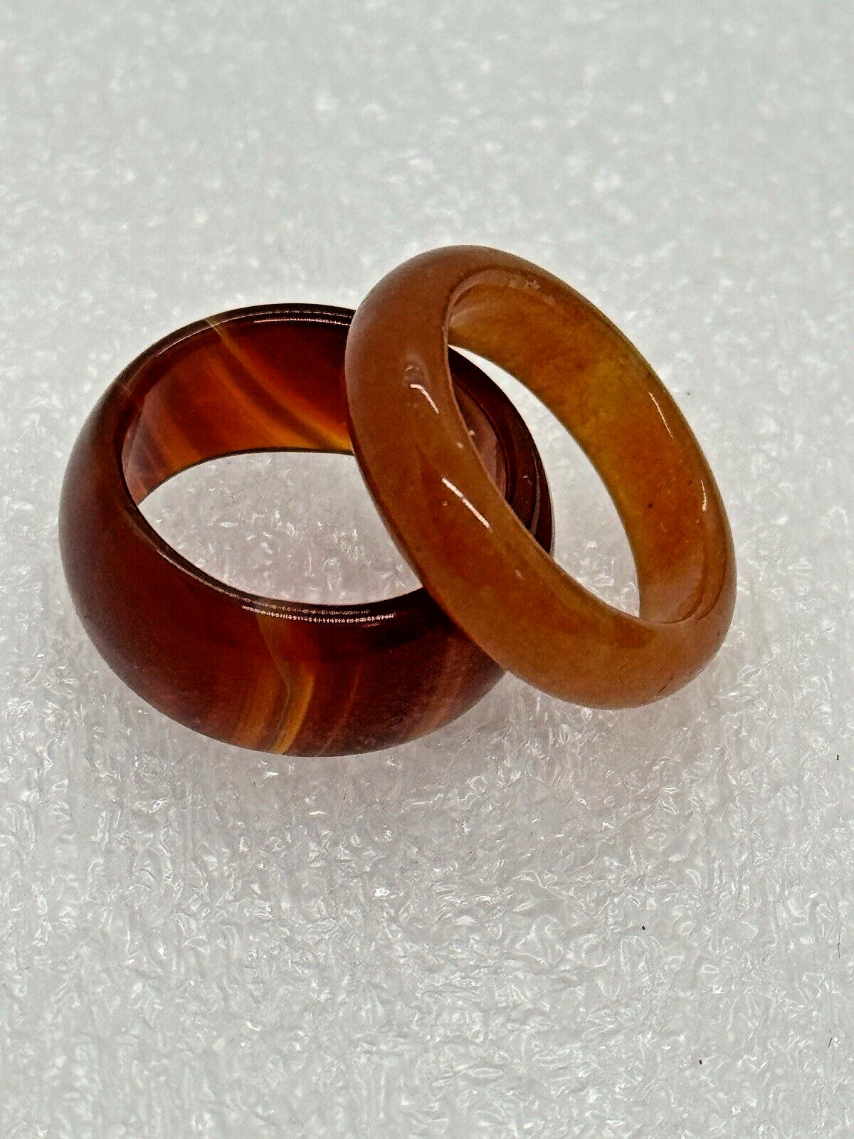 Red Carnelian Agate Band Ring Lot Stackable 2 Rings Size 7