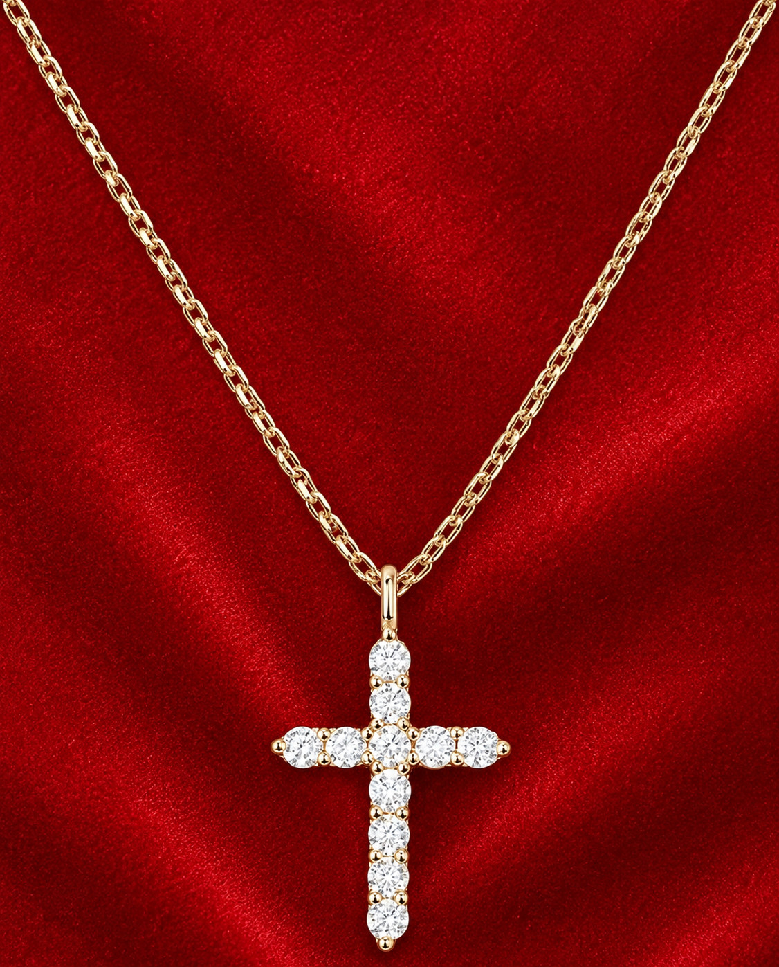 14K Gold Plated Cubic Zirconia Cross Necklace Women Cross Faith Pendant Necklace