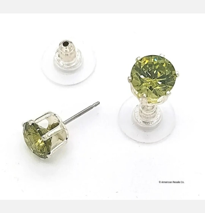 Made with Swarovski® Crystal 8MM Stud Earrings in Brilliant Peridot Green