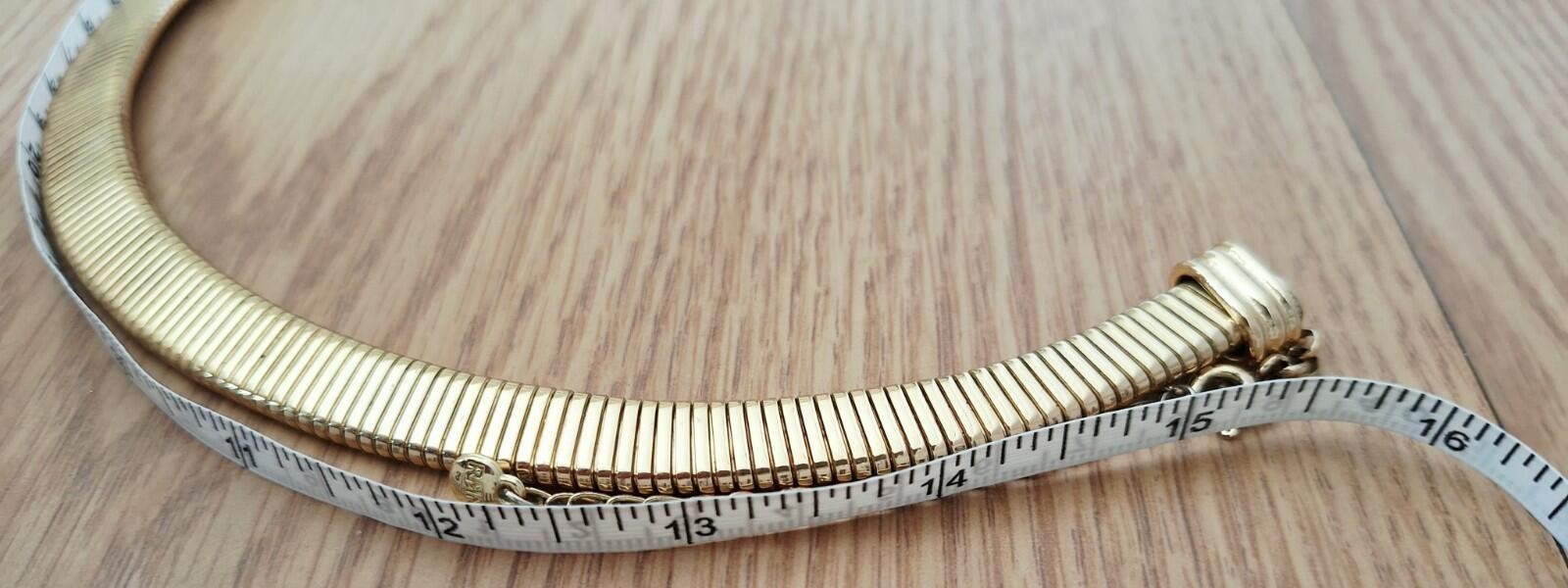 Vintage RMN Gold Tone Omega Tubogas Collar Necklace – Bold Statement Choker