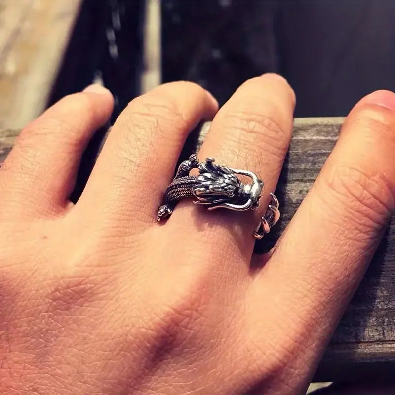 Dragon Intricate Open Ring Gothic Antique Finish Jewelry Adjustable Resizable