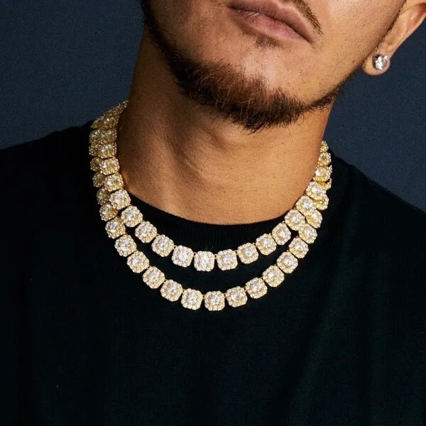 Hip Hop Iced Simulated Diamond 8.5″ Bracelet 18″ 20″ 24″ Tennis Chain Necklace