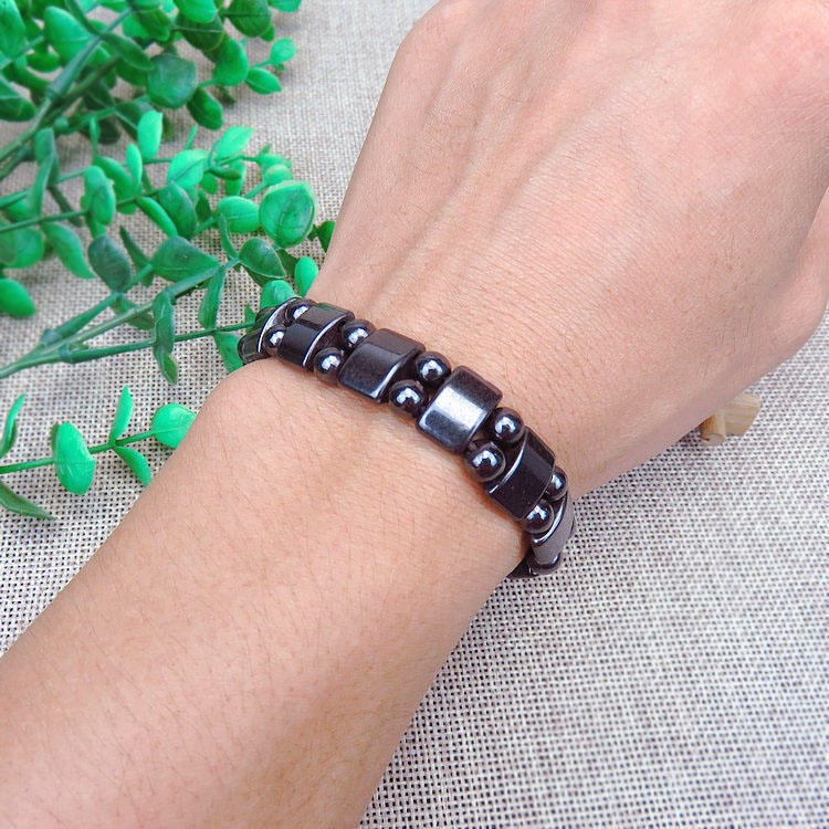 2× Magnetic Hematite Bracelet Pain Relief Powerfull Elastic Therapy Arthritis US
