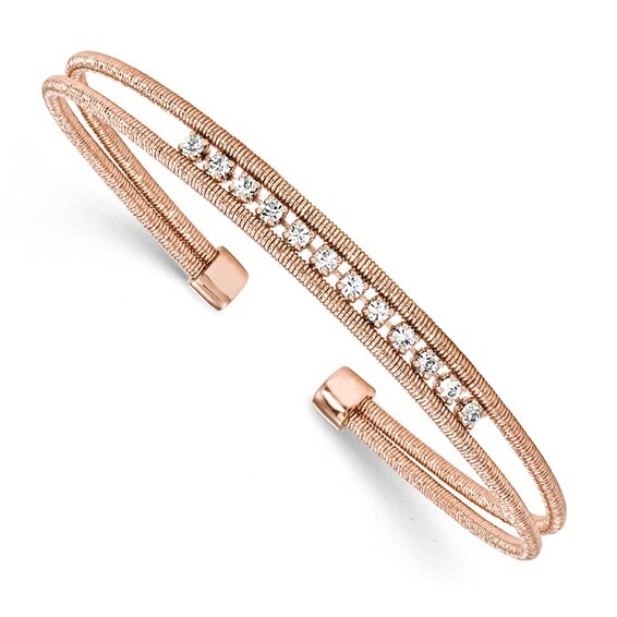 *BRAND NEW* 925 Sterling Silver Women’s Rhodium-plated Rose Gold-plated CZ Cuff