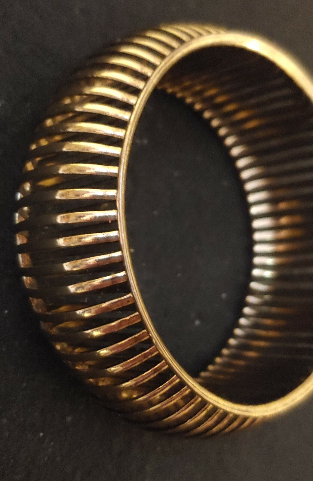 Bangle Bracelet ( Brass ) Ribbed as Shown – 1 1/8in Wide ( Inside Dia 2 1/2in )
