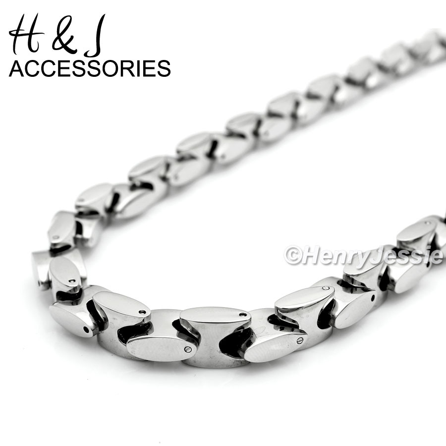 20″24″30″MEN Stainless Steel 8mm Silver Interlock Link Necklace Cross Pendant*J1