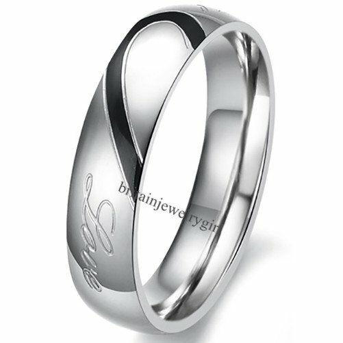 Men Women His&Hers Heart Real Love Couple Matching Promise Ring Wedding Band