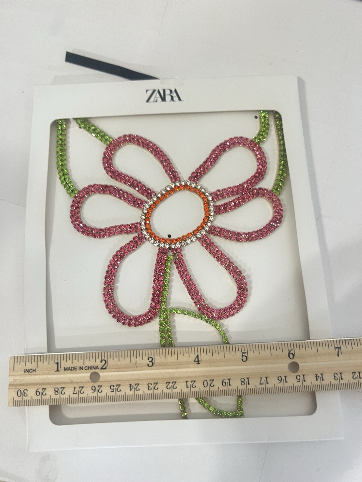 New ZARA Daisy Rhinestone Statement Necklace Special Occasion Unique Y321c