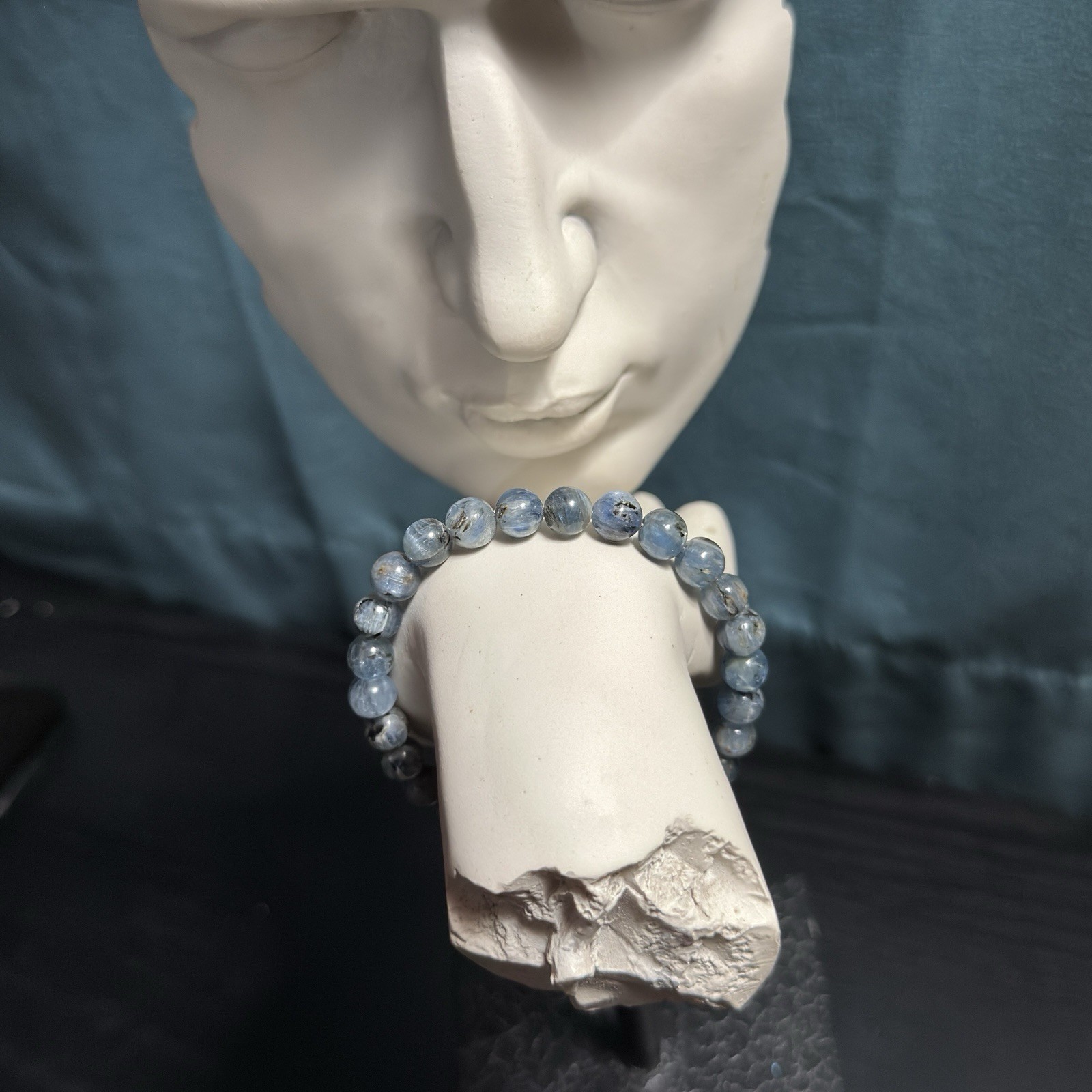 Blue Kyanite Natural Gemstone Bead Bracelet | Smooth Round 6mm