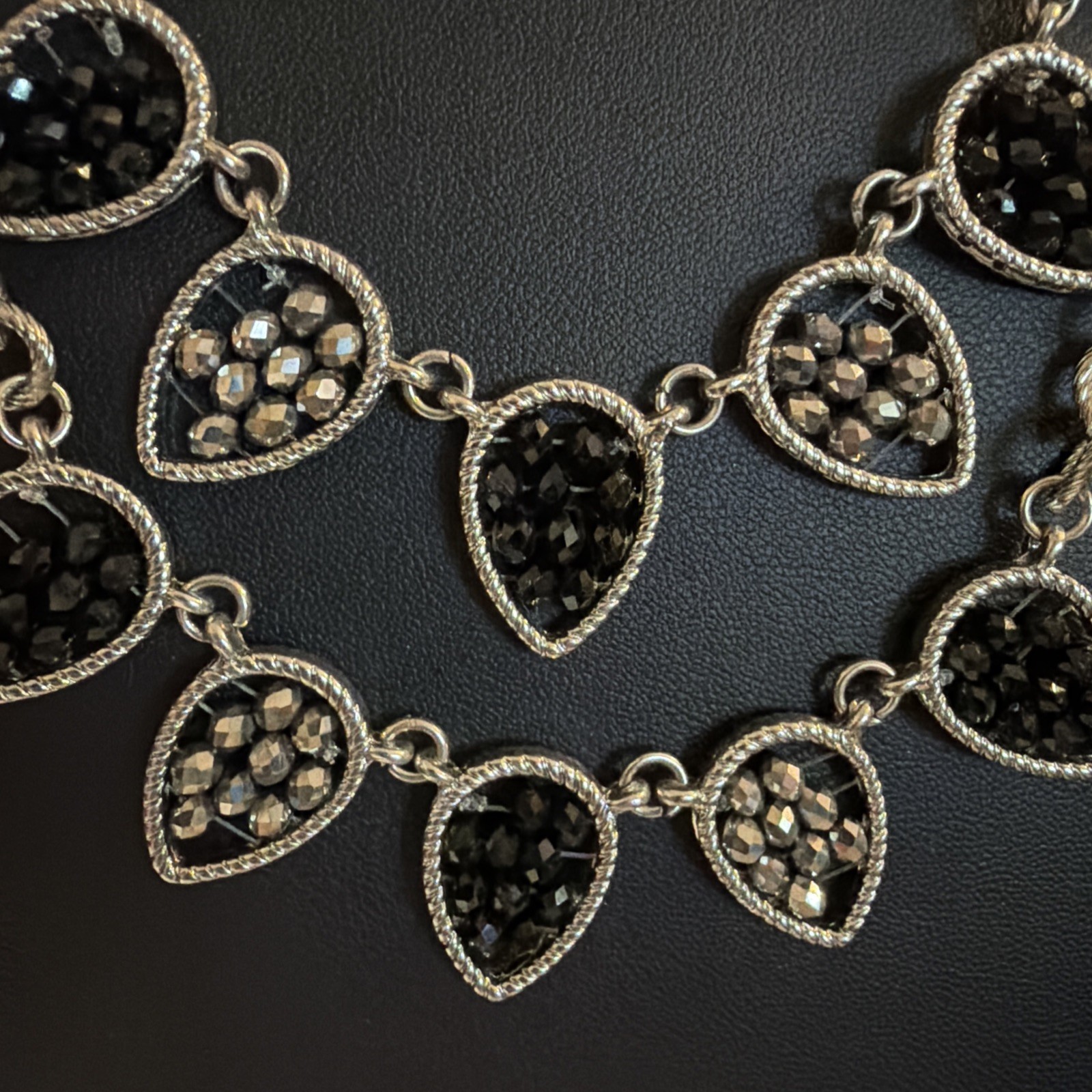 Statement Necklace Simply Vera Wang Double Strand 18-21 in. Black & Silvertone