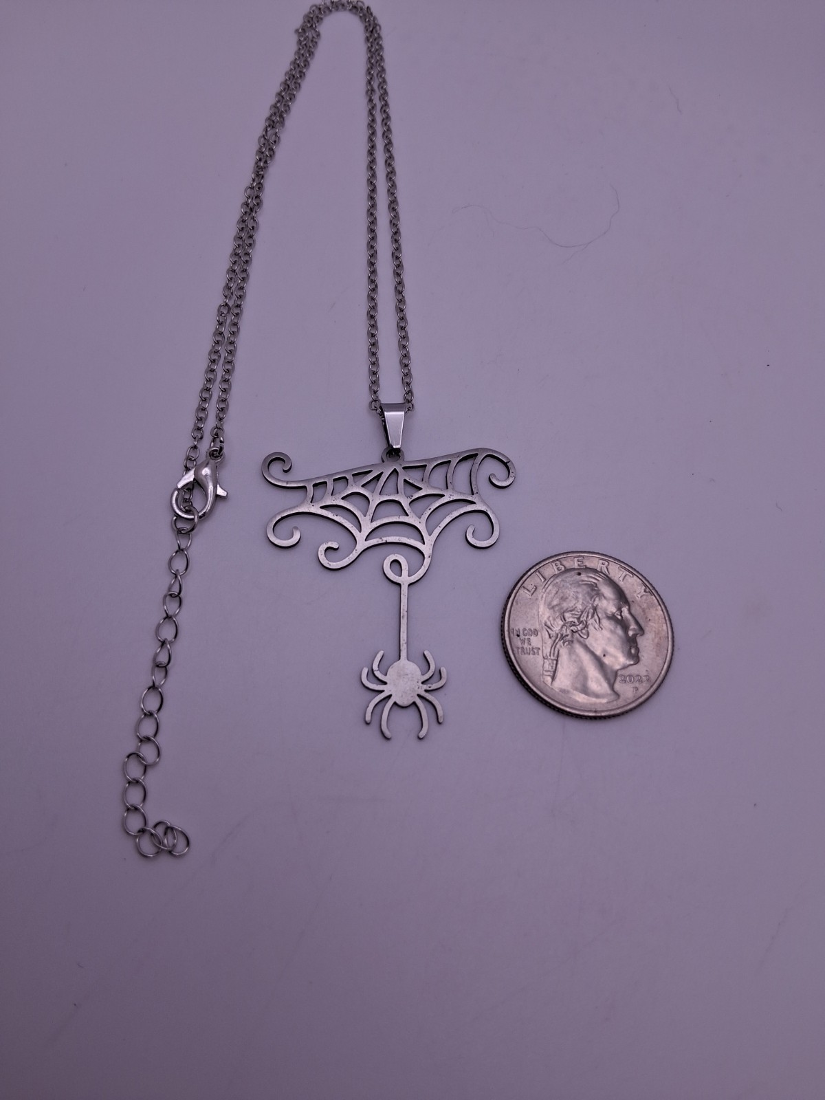 Halloween Themed Spiderweb Spider Stainless Steel Pendant Necklace Fall Party 🎃