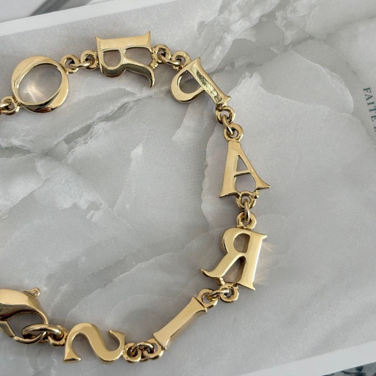 Christian Dior Paris Logo Chain Bracelet Gold Tone 19.5cm Accessory w/Box