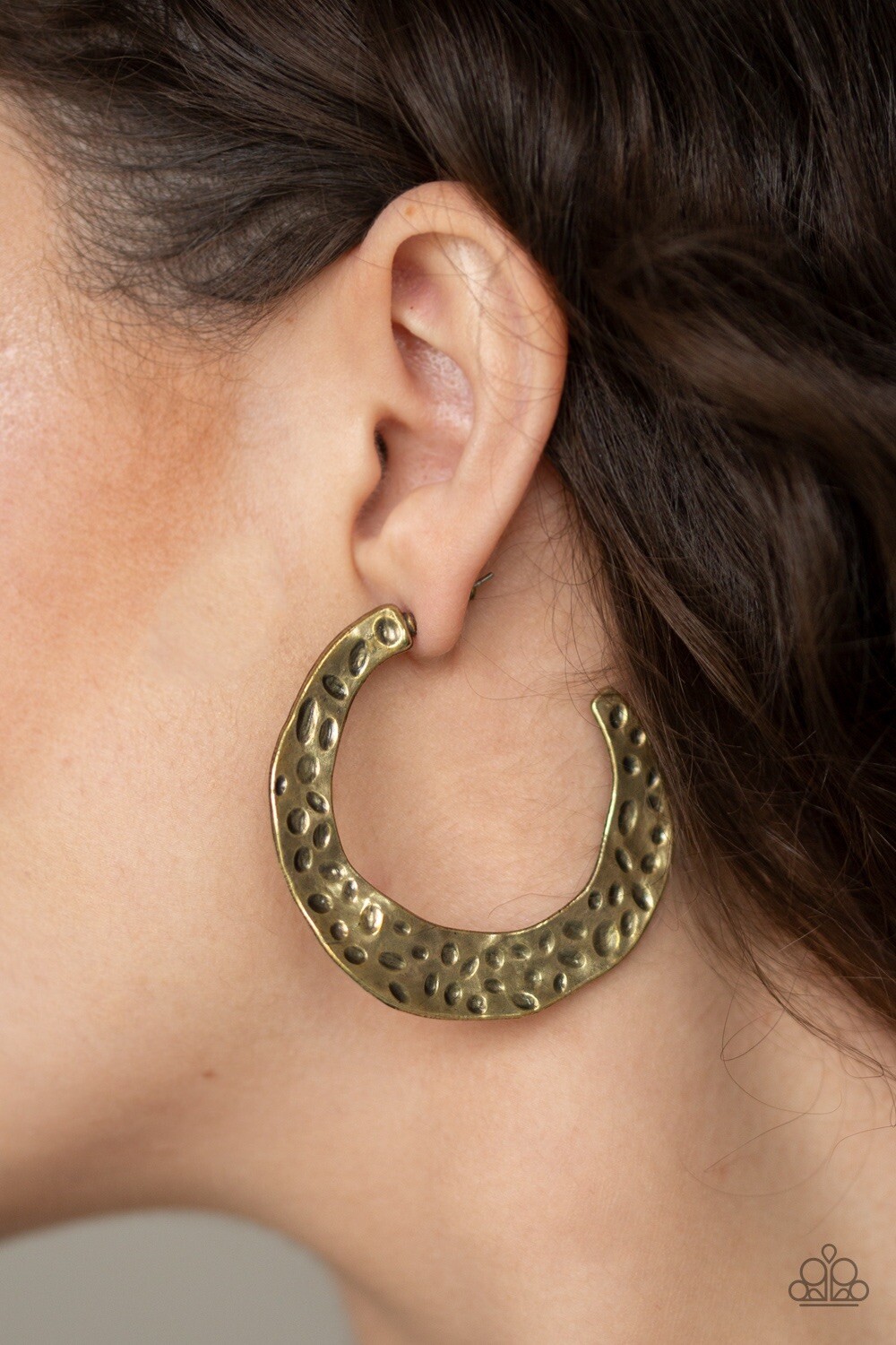 Paparazzi The HOOP Up Brass Hammered Earrings Lead & Nickel Free