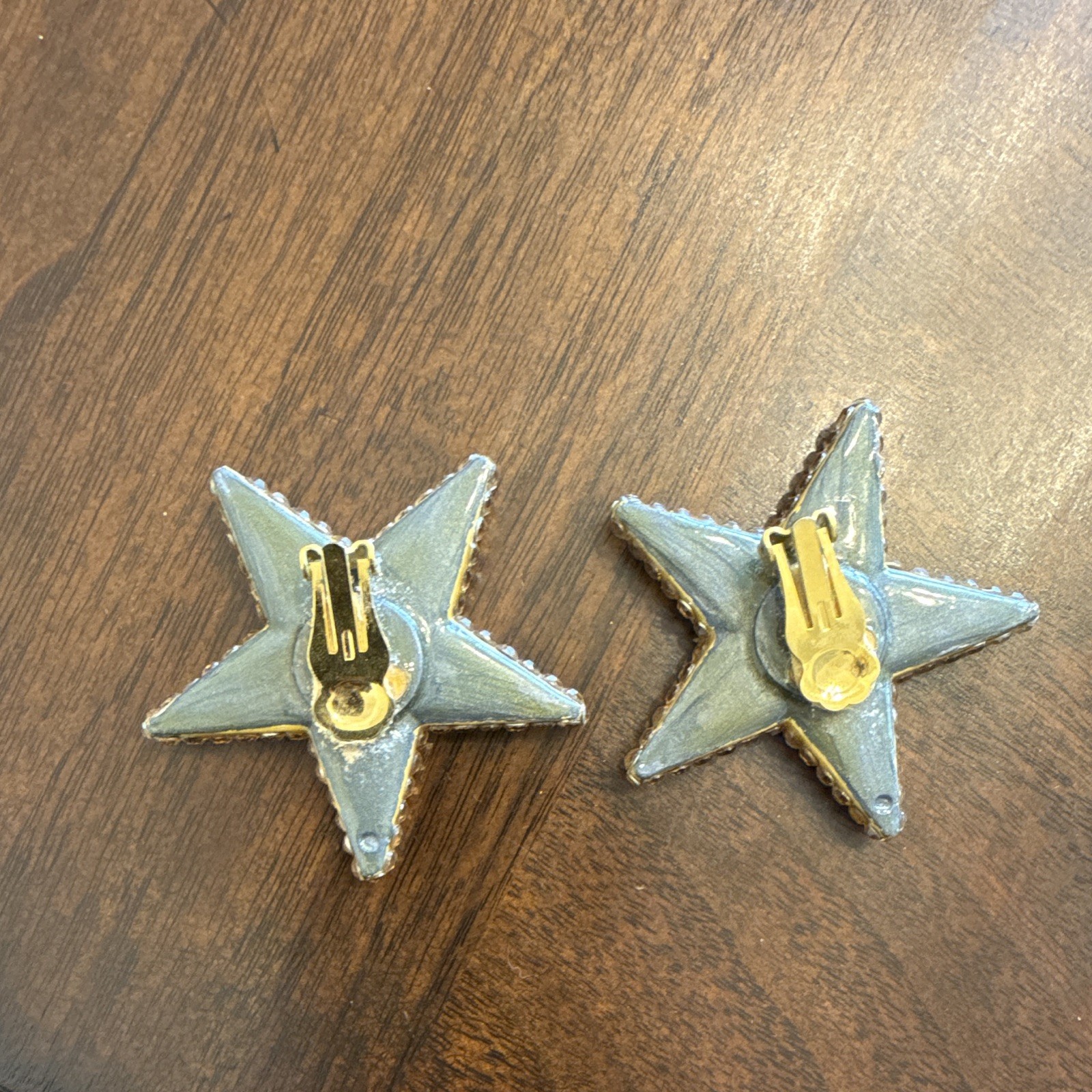 Lot of Vintage Richard Kerr Signed Starfish Clip-On Earrings Crystal Rhinestone