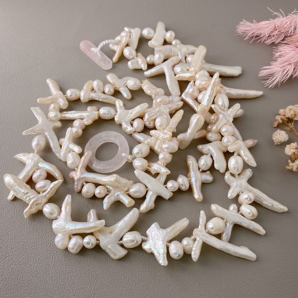 2 Strands White Cross Pearl Multilayers Necklace Designer Beads Jewelry