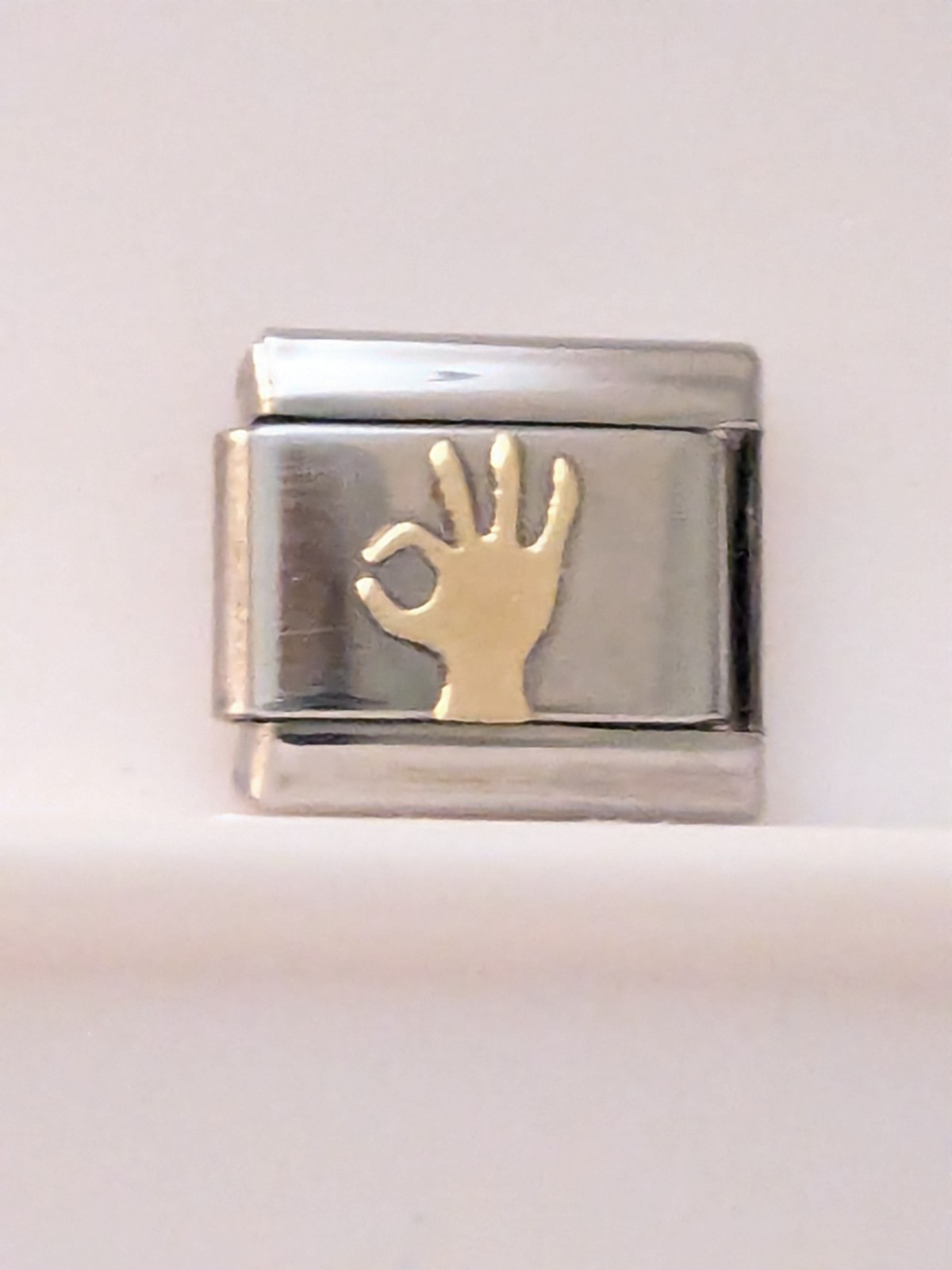 Authentic Puzzle Collection Classic 9mm Italian Charm Hand Sign Okay R36