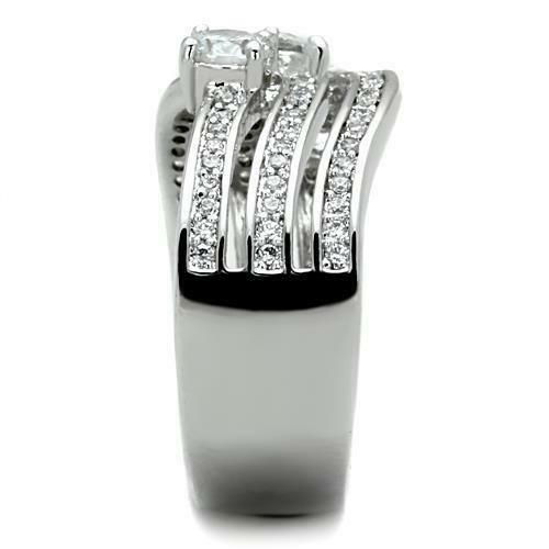 TK1683 – High polished (no plating) Stainless Steel Ring with AAA Grade CZ in