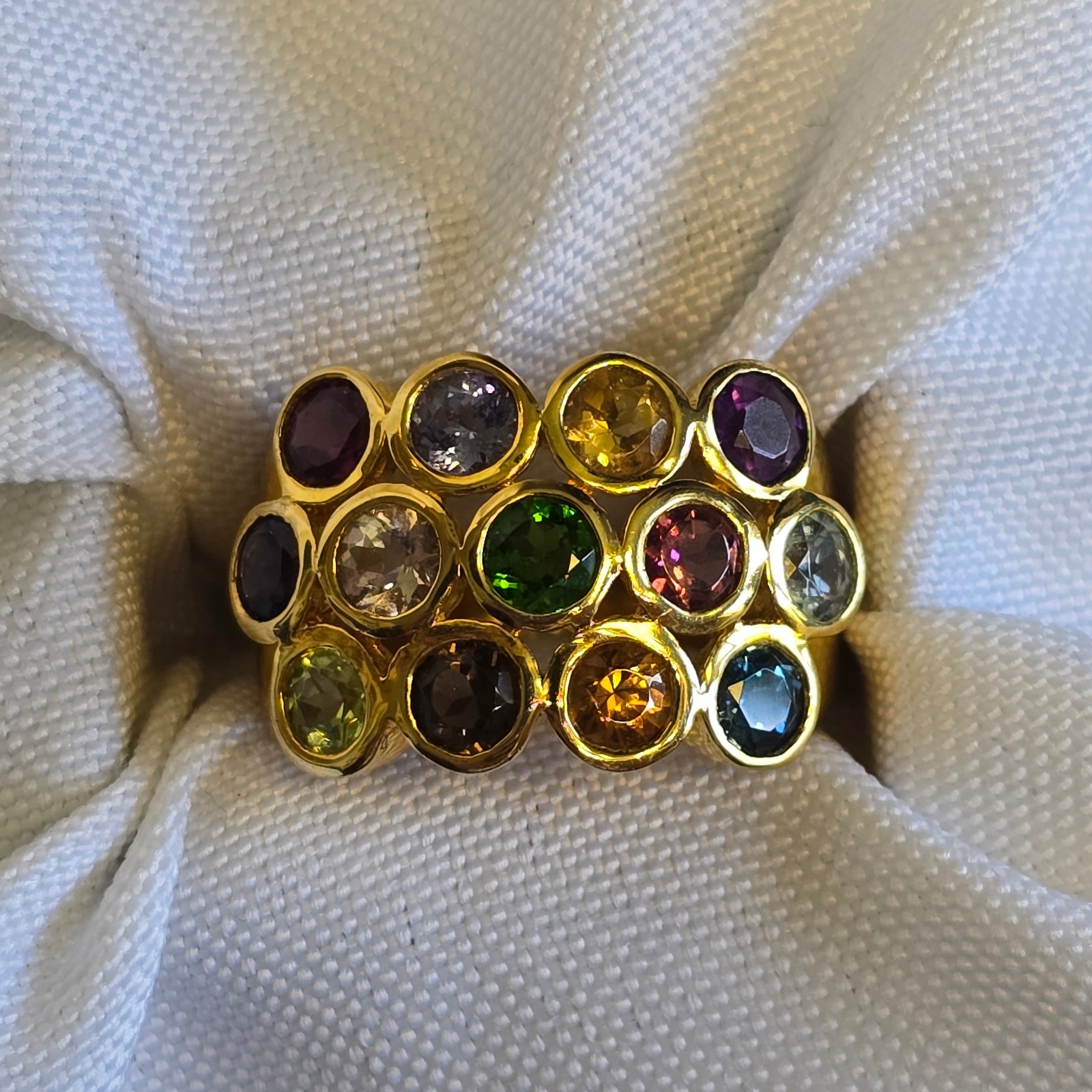 Sterling Silver Ring 6.49g Fine Jewelry Size 8 Band Multicolor Stones *READ*