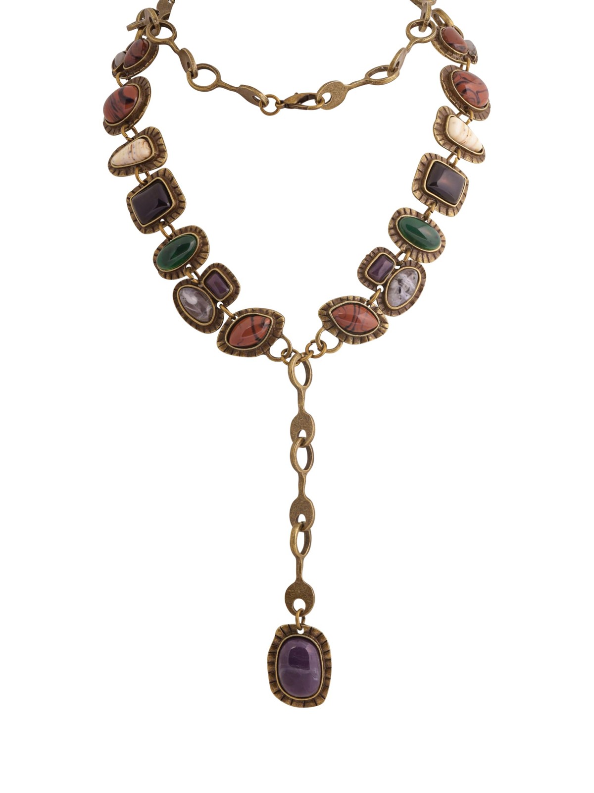 Layered Y-Shaped Retro Stone Necklace, Boho Personality Jewelry for Women
