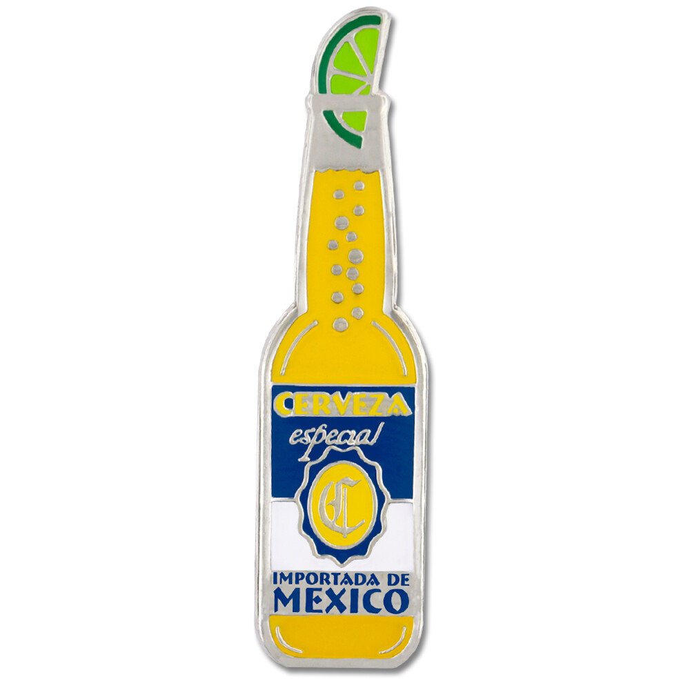 PinMart’s Cerveza Beer Bottle w/ Lime Enamel Lapel Pin