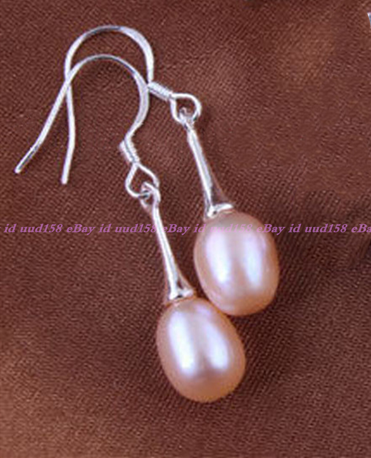 8-9mm White Pink Purple Natural Freshwater Pearl Dangle Silver Hook Earrings