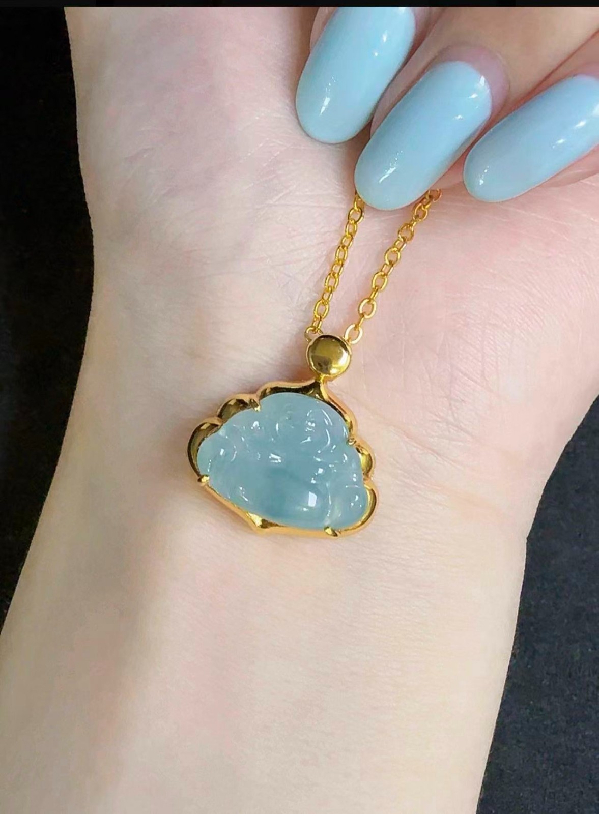 Natural grade A jadeite Maitreya Buddha pendant
