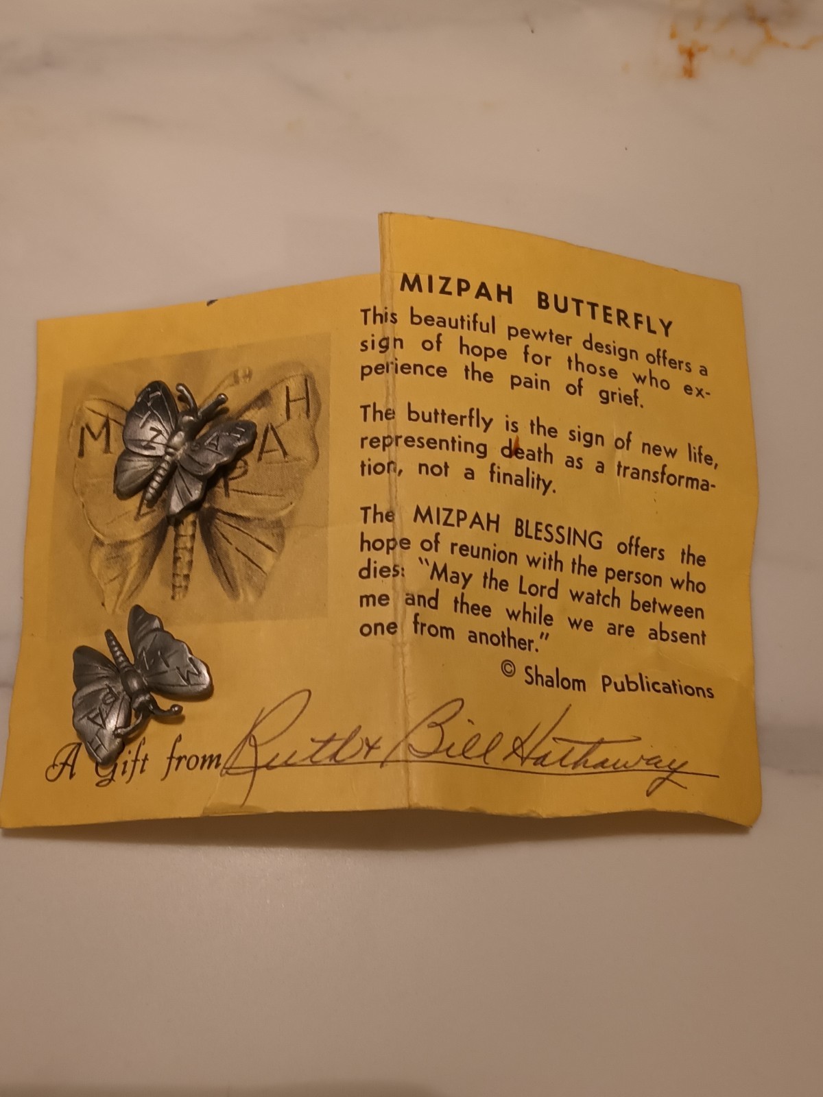 Mizpah Pewter Butterfly Lapel Pins 2