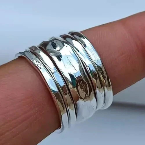 925 Sterling Silver, Solid Silver, Band Ring, Set of 5 Band Ring Stackable