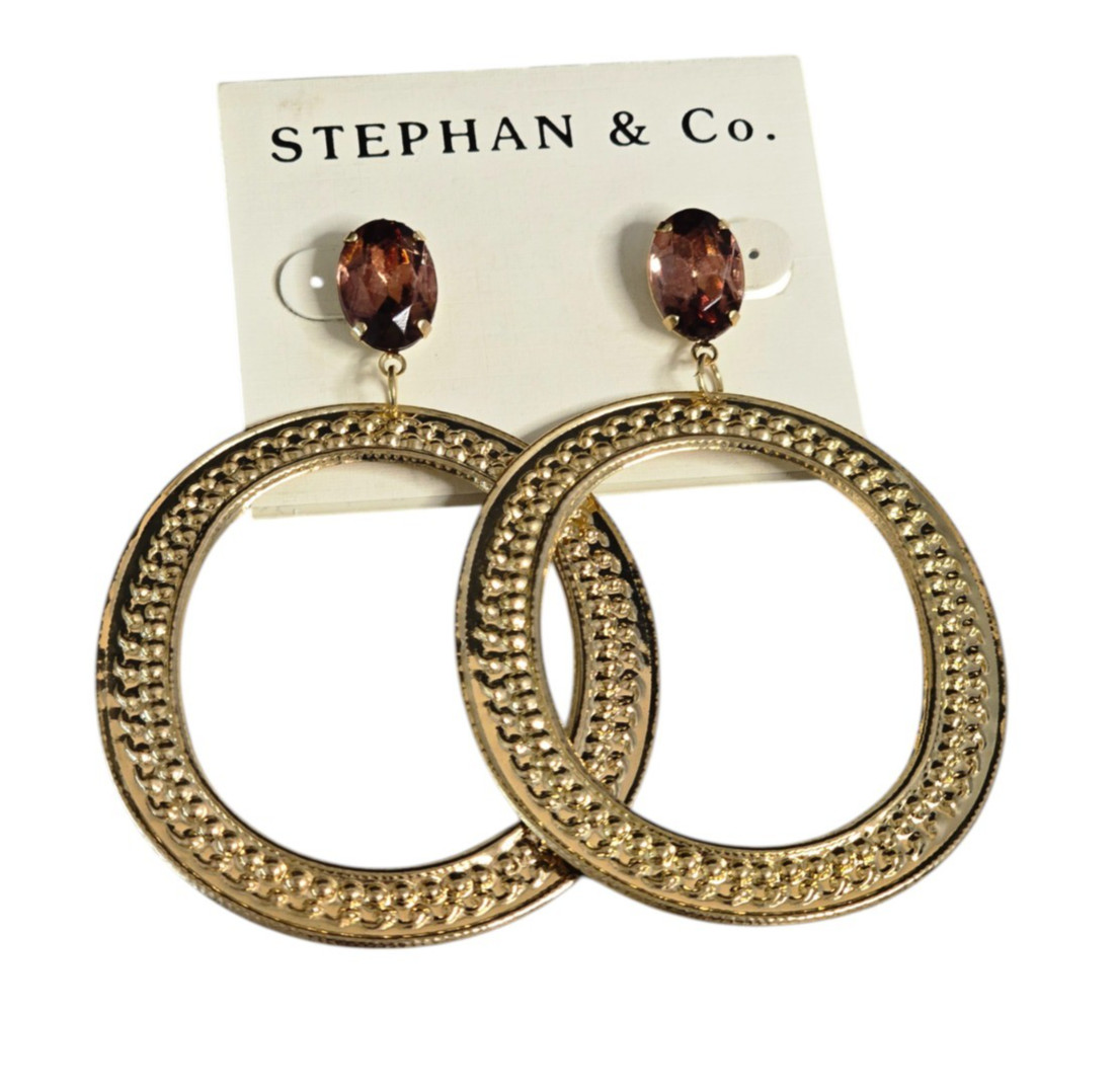 Stephan & Co Women’s Trendy Hollow Light Weight Gold Plated Brown Earrings