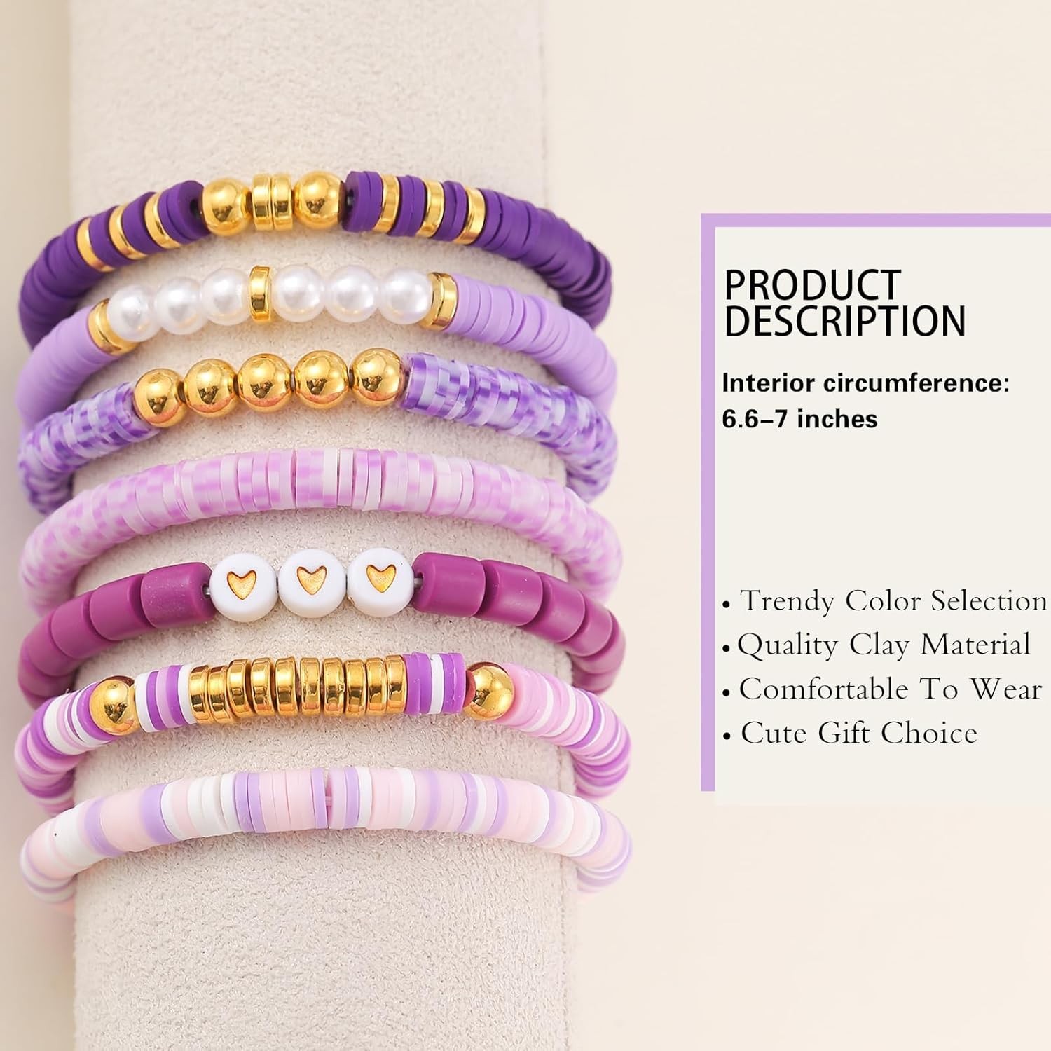 Friendship Bracelets Beaded Clay Stackable Jewelry for Women Boho Preppy Bulk