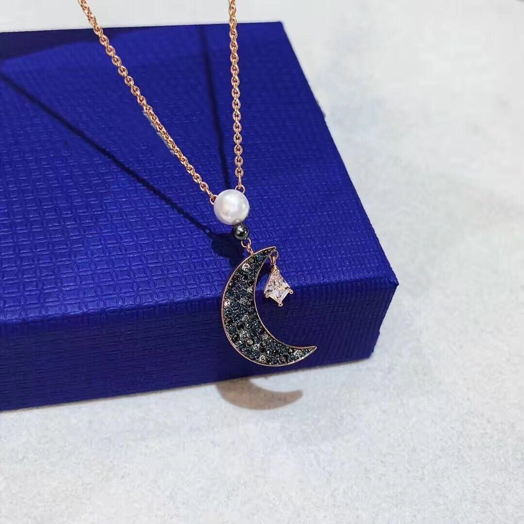 Swarovski Elements Moon Necklace Crystal Ghost Star Clavicle Chain Jewelry Gift