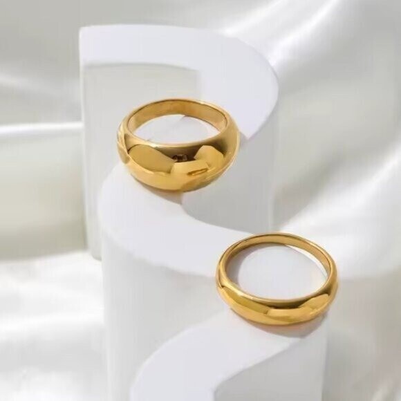 Chunky Gold Dome Ring – Waterproof, Non-Tarnish Statement Ring for Everyday Wear