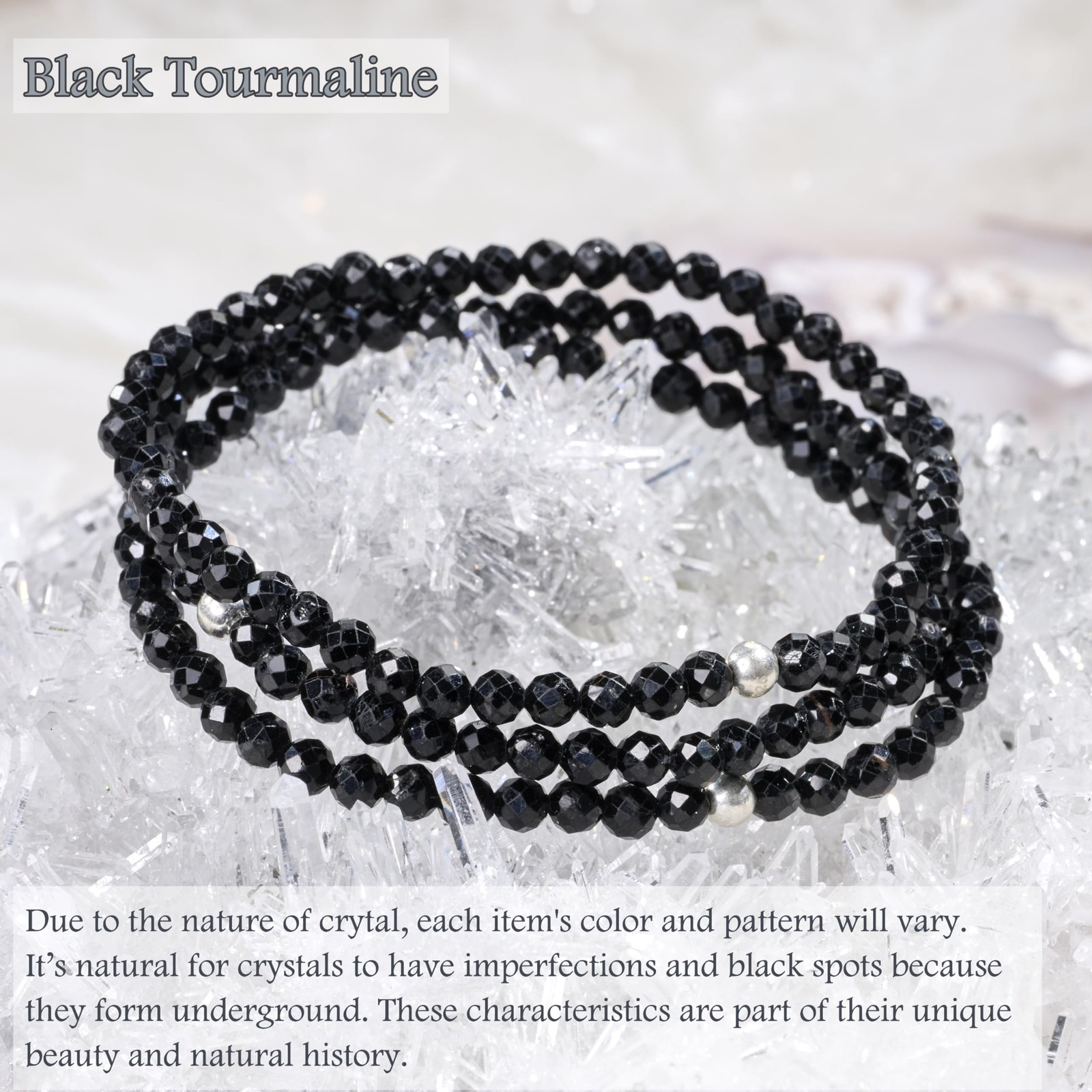 Black Tourmaline – Safety & Stability – Tiny Beaded Bracelets for Women, Hand…