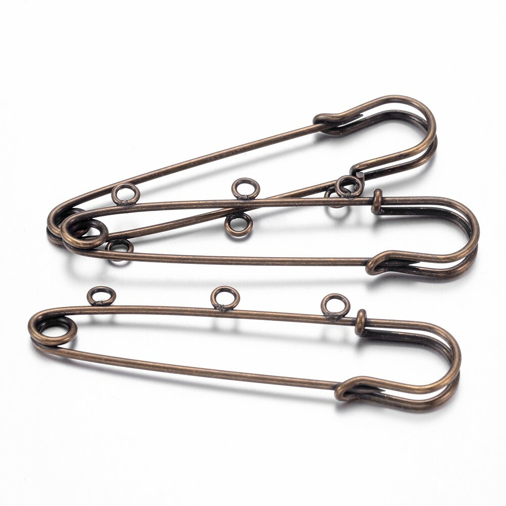 5x Antique Bronze Iron Kilt Pin Brooch Pin Findings 70x21mm hole 3~5mm Pin 0.5mm