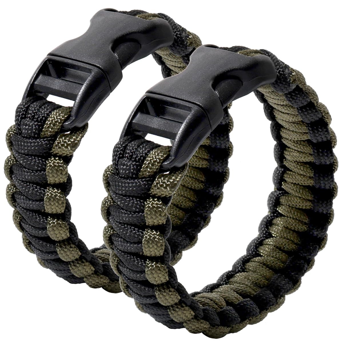 2 Pcs Paracord Survival Mens Bracelet Polyester Rope Weave Cord Braided Cool …