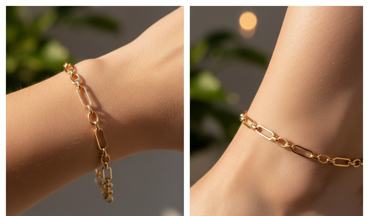 Chic Gold Tone Paperclip Chain Bracelet | 18K Gold Plated Brass Link Design