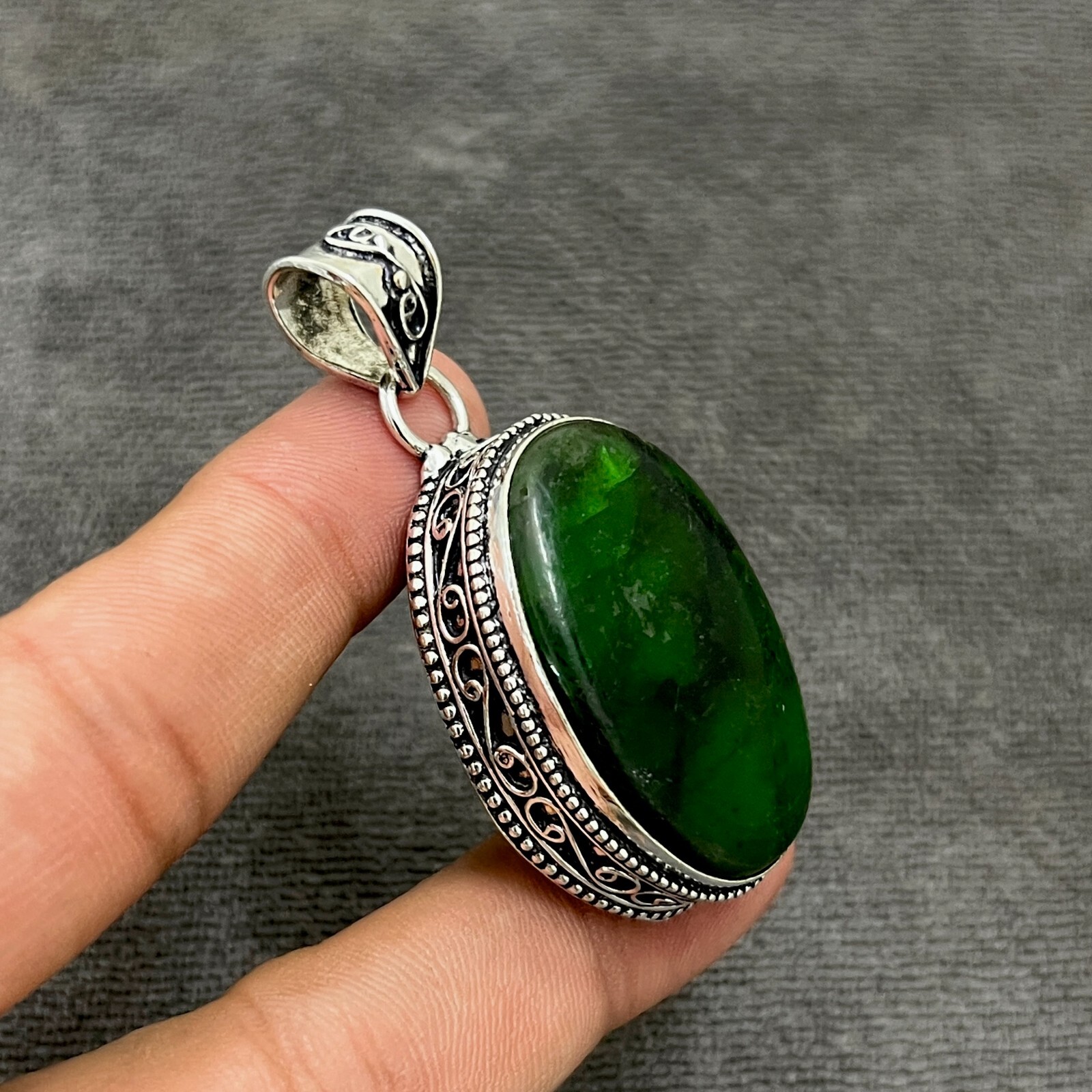Green Labradorite Gemstone 925 Sterling Silver Handmade Jewelry Pendant 2.10″