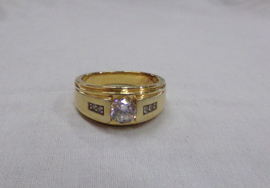 Estate Find! Adult Size 10.75 Beautiful Gold Band Ring With CZs? Signed 925