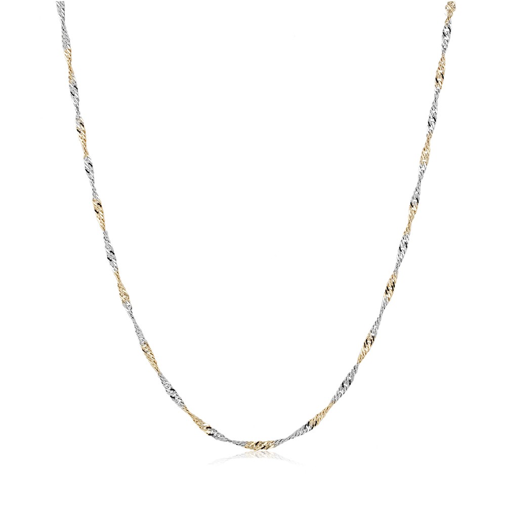 17 Inch Gold Tone Brass Singapore Chain With Lobster Hook Closure