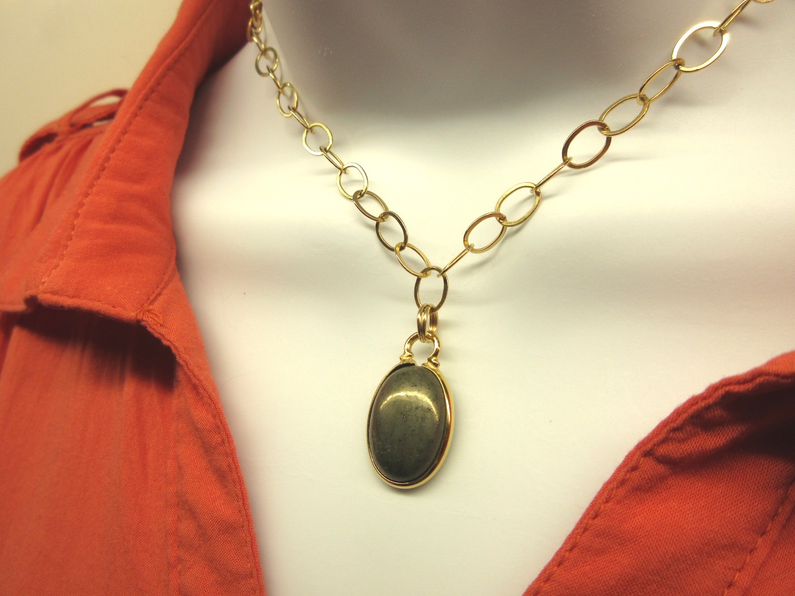 PYRITE “Fool’s Gold” NECKLACE – Genuine 14K Gold-filled Golden Bronze 17.57ct