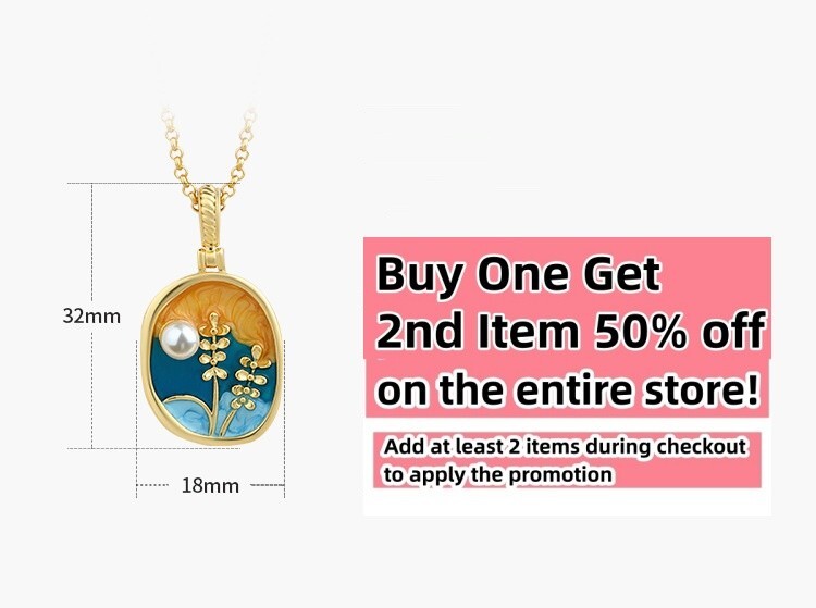 Pearl Retro Flower Pendant Necklace Charm 18K Gold Plated Monet Garden Style