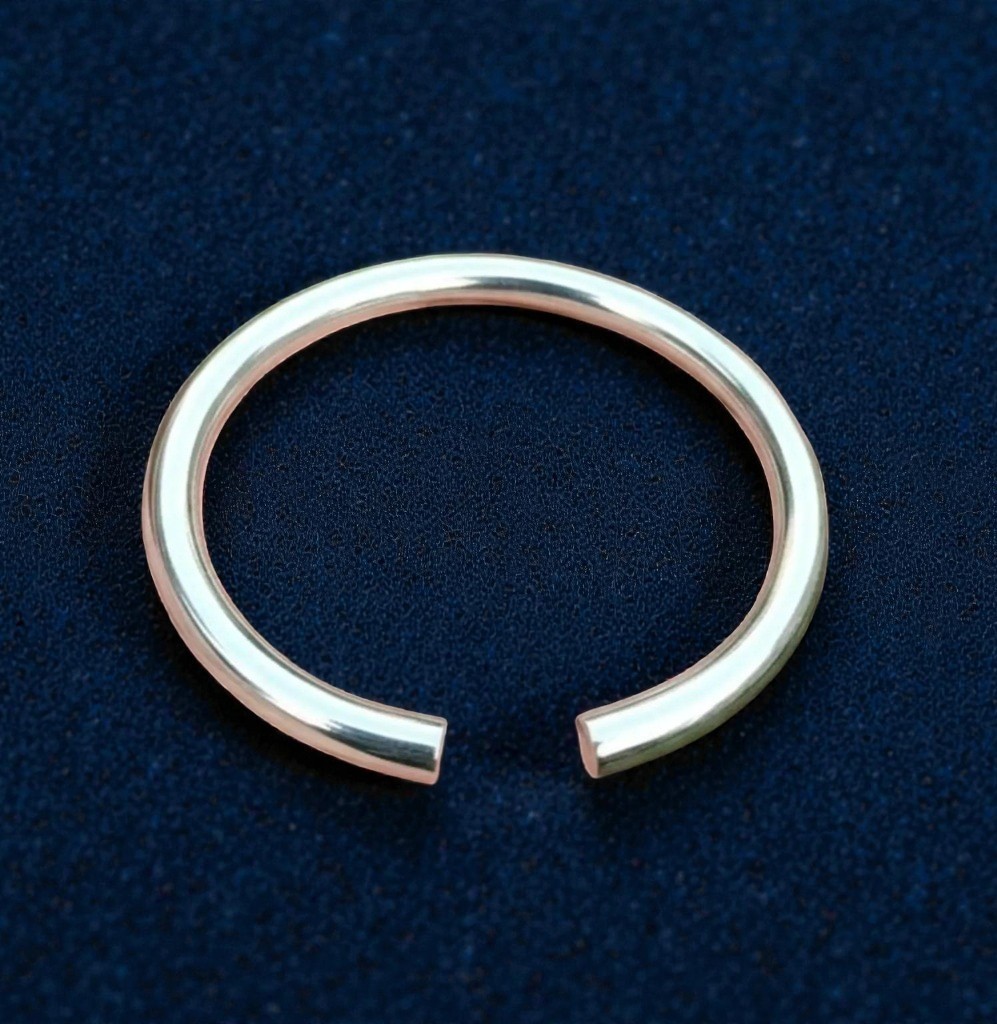 Thick Heavy Sterling Silver Ankle bangle, 925 Silver Plain Adjustable Bangle | H
