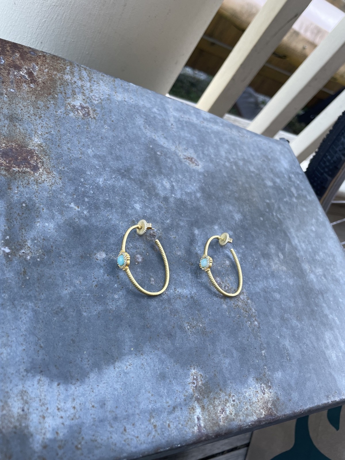Freida Rothman gem-cut blue gemstone 18k gold-plated Hoop Earrings