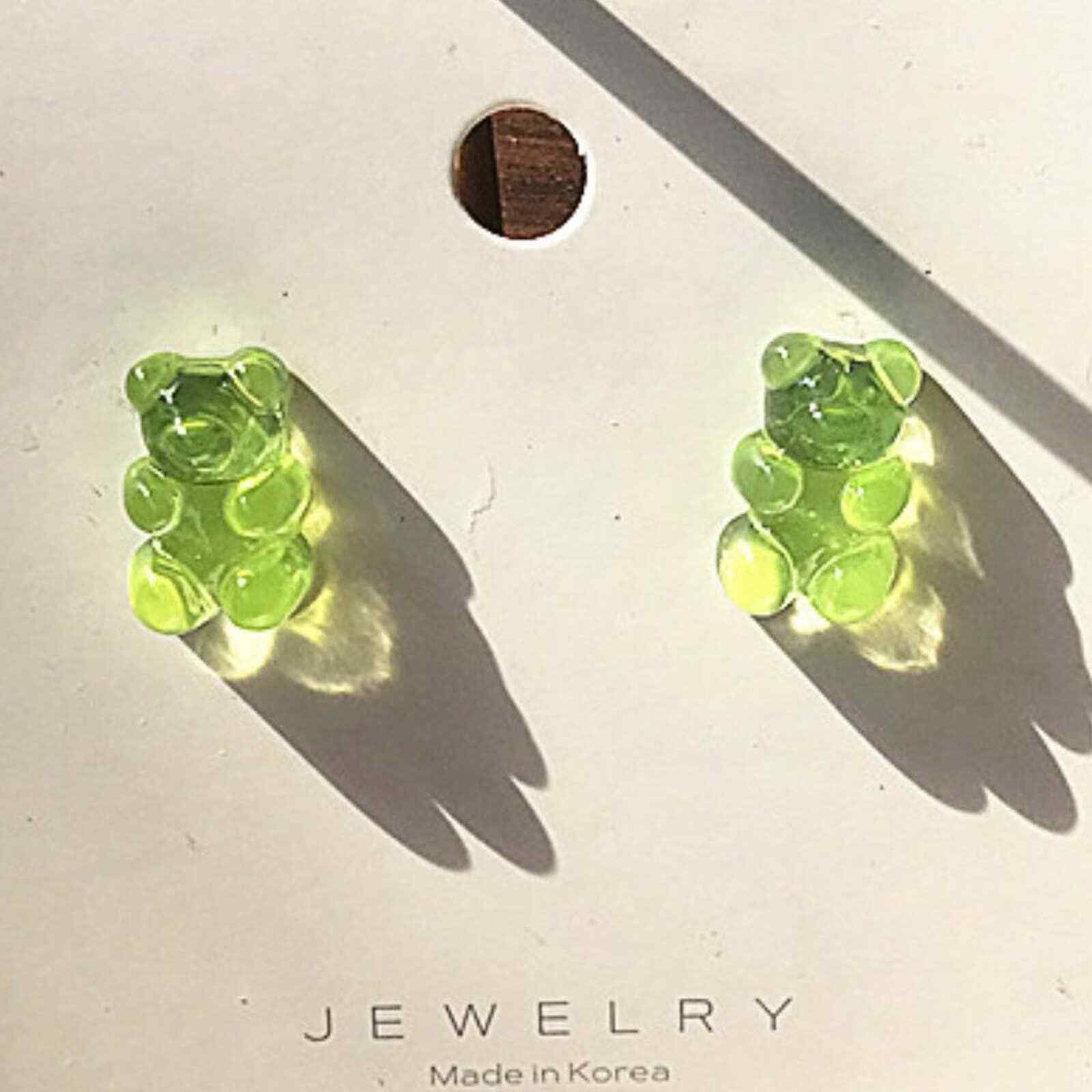 Candy Colored Resin Gummy Bear Stud Earring Pair in Clear Candy Shaped Box~~NWOT