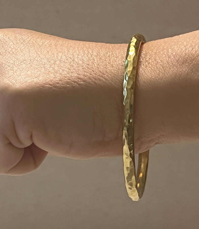 Hammered Solid Brass Bangle – Single