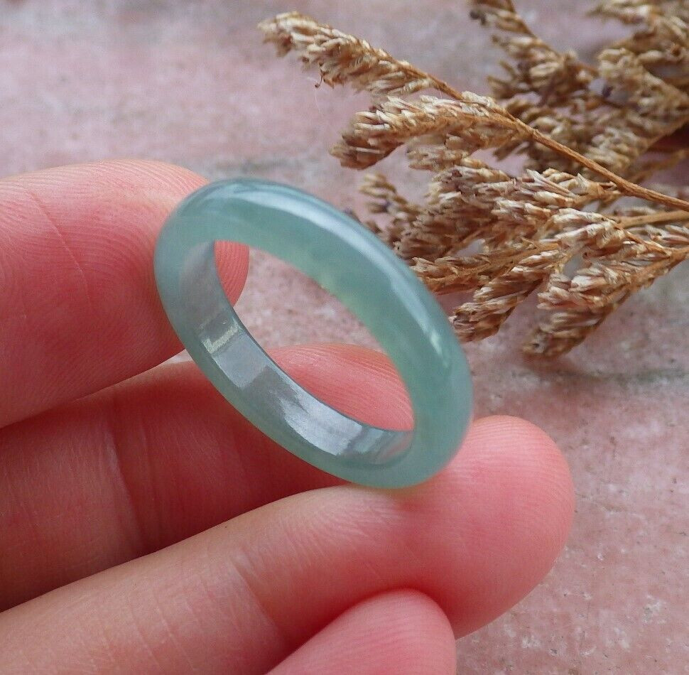 Video Certified Icy Green Natural A Jadeite Jade Circle Ring NO. 8 戒指 # 409845