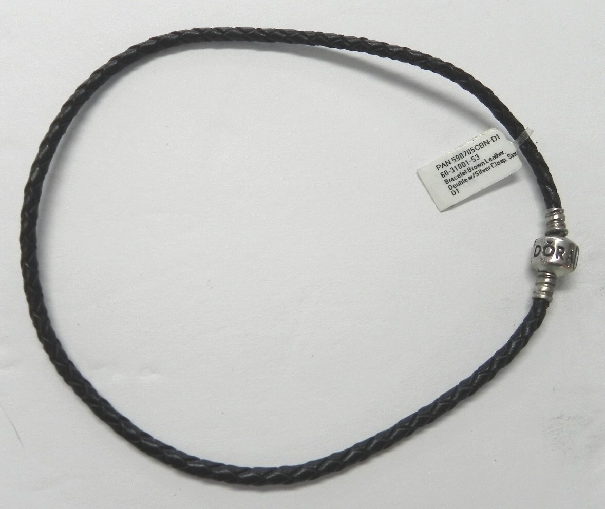 S880 Pandora Double Black Leather Bracelet 590705CBK-D1 – Size 34.5 cm