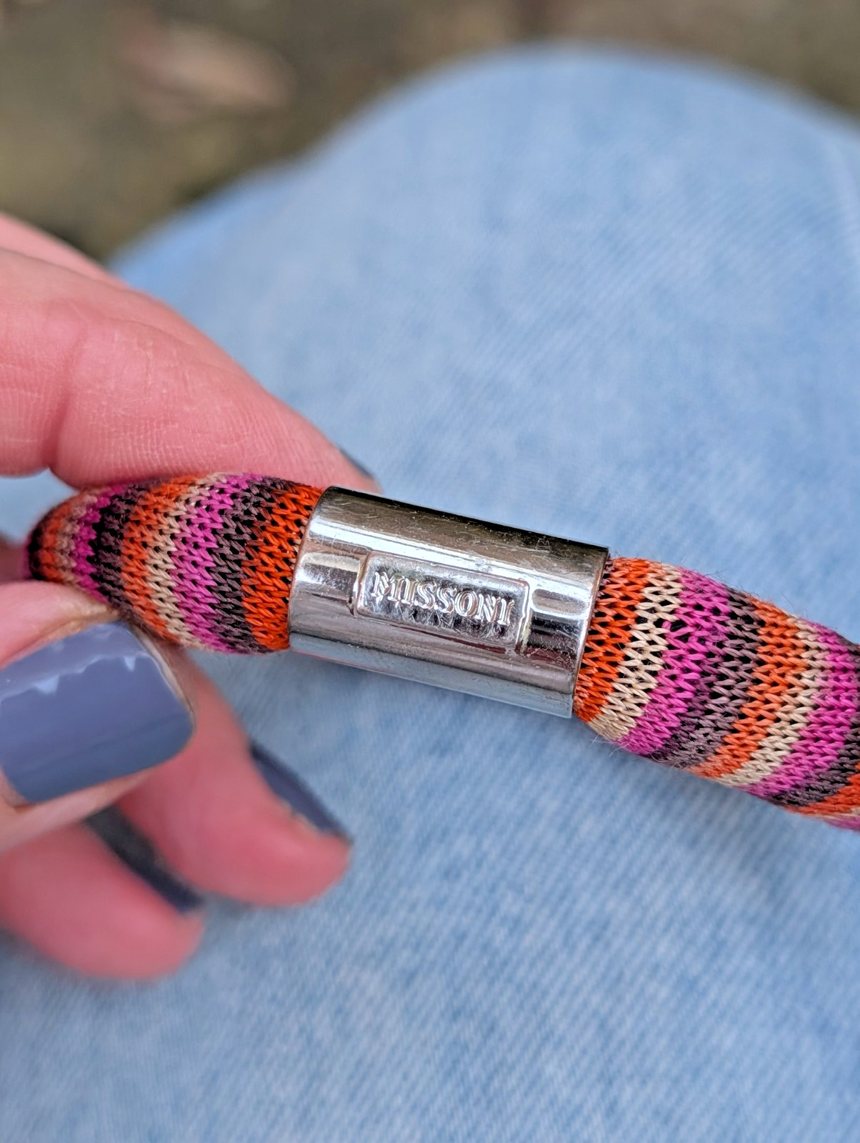 MISSONI V&A Collab Net-A-Porter Woven Palladium-Plated Panel Bracelet Bangle 305