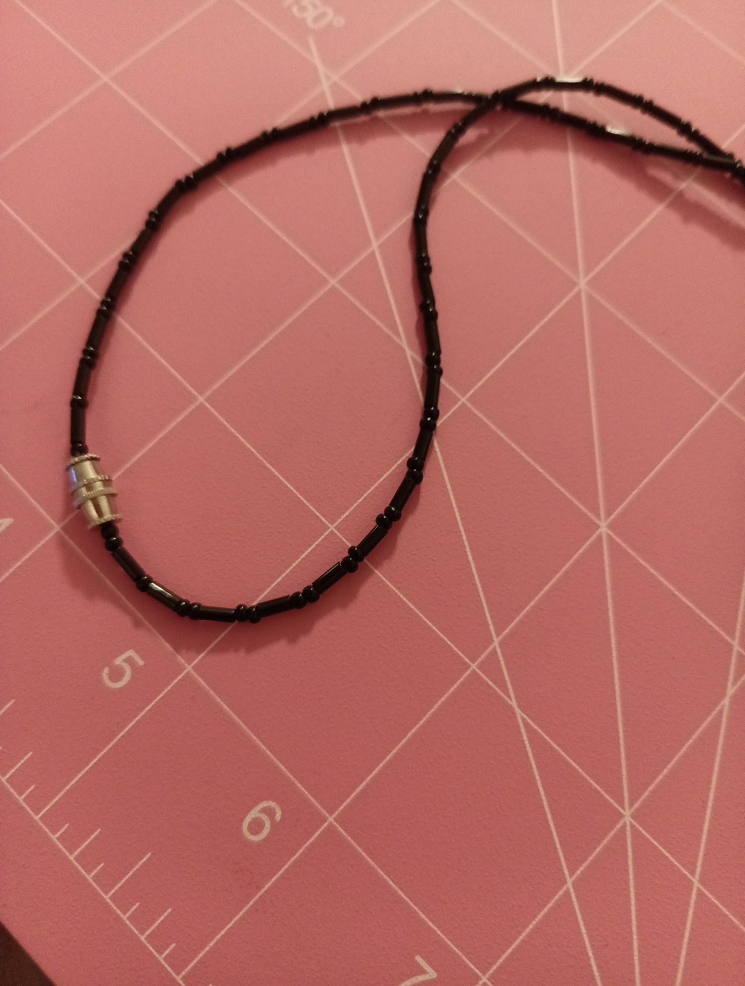 Black Hematite & Turquoise Beads Cross Pendant Necklace Beaded Faith